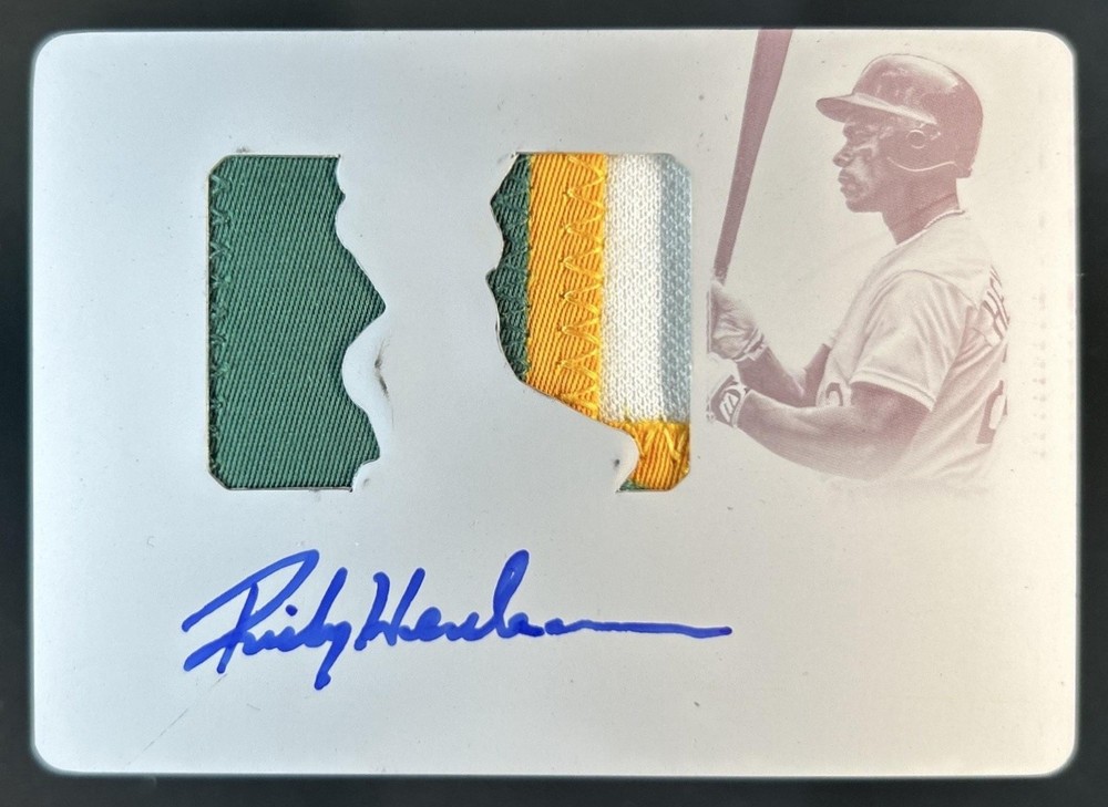 2015 National Treasures Rickey Henderson Die Cut Patch Printing Plate Auto #1/1