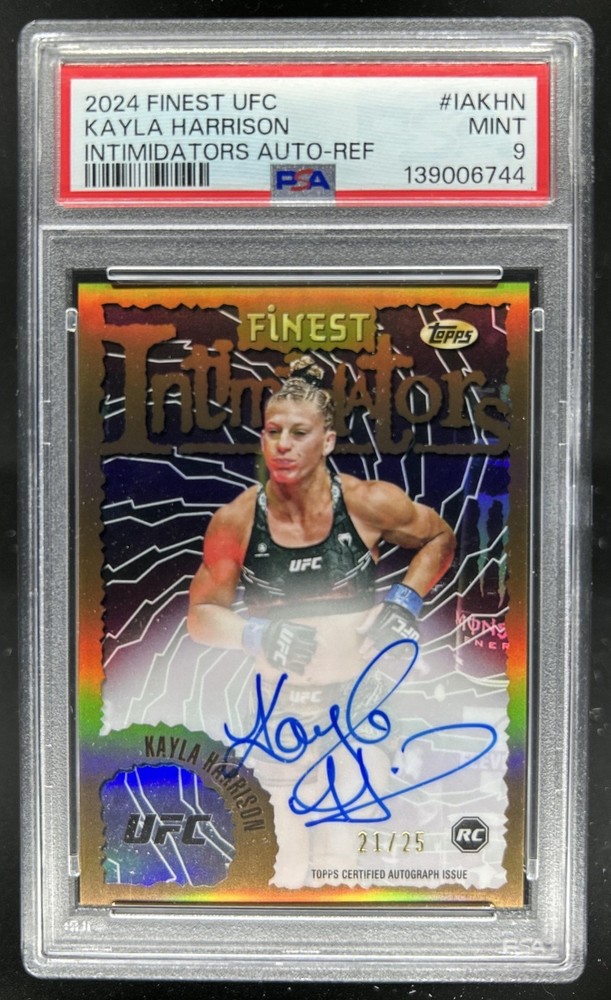 2024 Finest UFC Kayla Harrison Intimidators Auto RC Black Refractor #/25 PSA 9