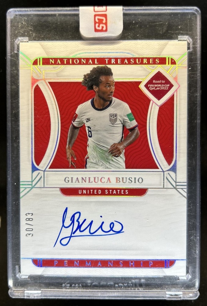2022-23 National Treasures Road to World Cup Gianluca Busio Penmanship Auto #/83