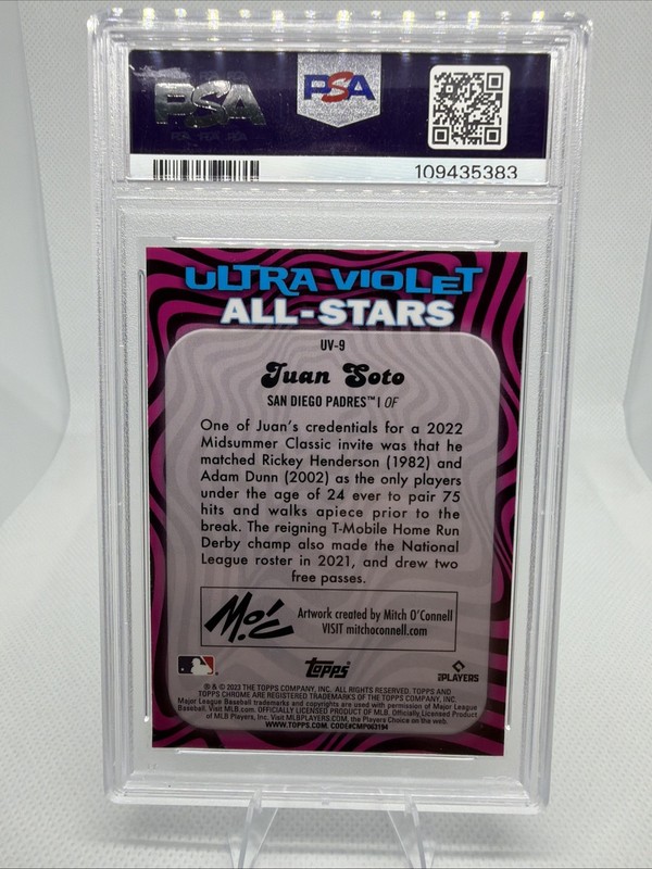 2023 Topps Chrome Juan Soto Ultra Violet All-Stars SSP Insert #UV-9 Padres PSA 8 view 2