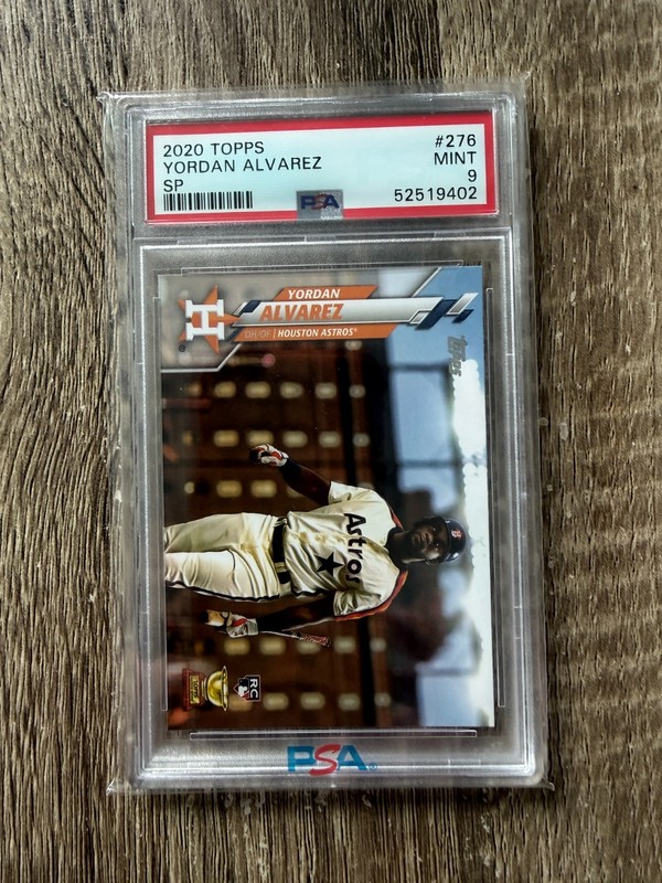 2020 Topps Yordan Alvarez Rookie Card RC SP Image Variation #276 PSA 9 view 2