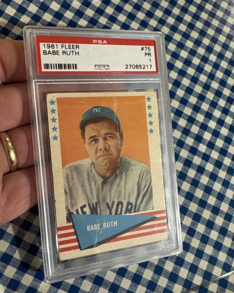 Babe Ruth PSA 1 Vintage Antique Card 1961 Fleer New York Yankees NY Baseball MLB