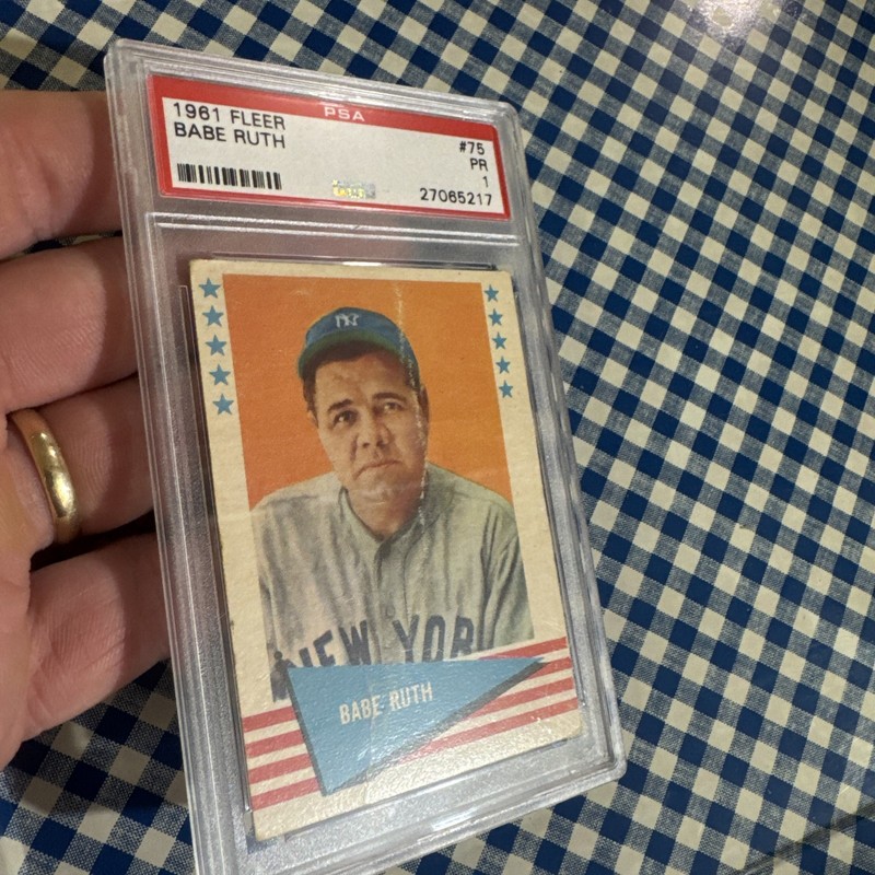 Babe Ruth PSA 1 Vintage Antique Card 1961 Fleer New York Yankees NY Baseball MLB view 2