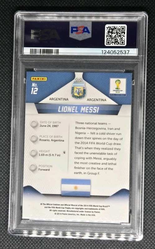 2014 LIONEL MESSI PSA 9 #12 Panini Prizm FIFA World Cup ARGENTINA view 2