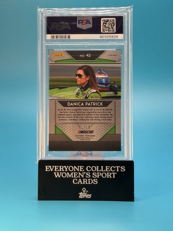 2019 Panini Prizm NASCAR Danica Patrick Gold Prizm 1/10 Book End PSA 9 view 2