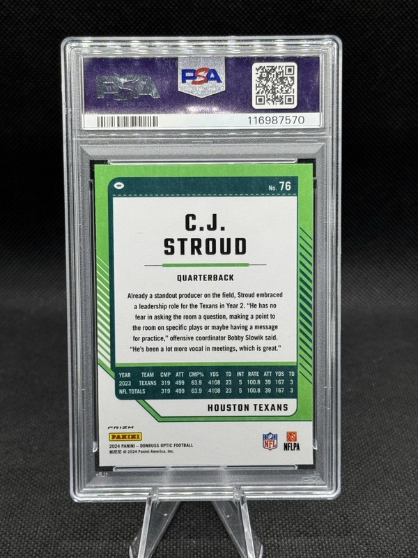 🔥GEM MINT SSP!🔥 2024 Optic Fire Emoji CJ Stroud PSA 10 view 2