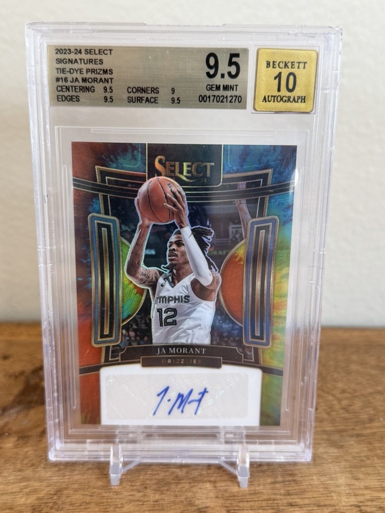 2023-24 Panini Select Ja Morant TIE-DYE Prizm AUTO /25 #SS-JAM BGS 9.5 Memphis
