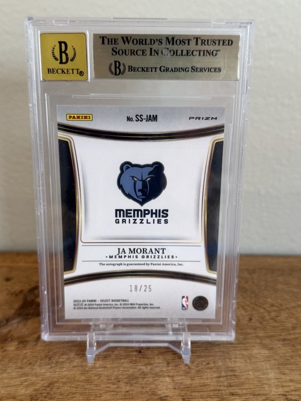 2023-24 Panini Select Ja Morant TIE-DYE Prizm AUTO /25 #SS-JAM BGS 9.5 Memphis view 2