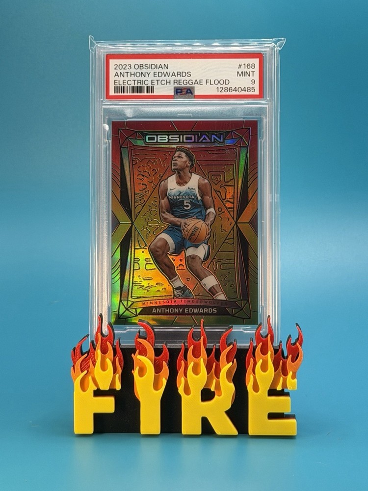 2023-24 Panini Obsidian Anthony Edwards Electric Etch Reggae Flood /75 PSA 9 view 1