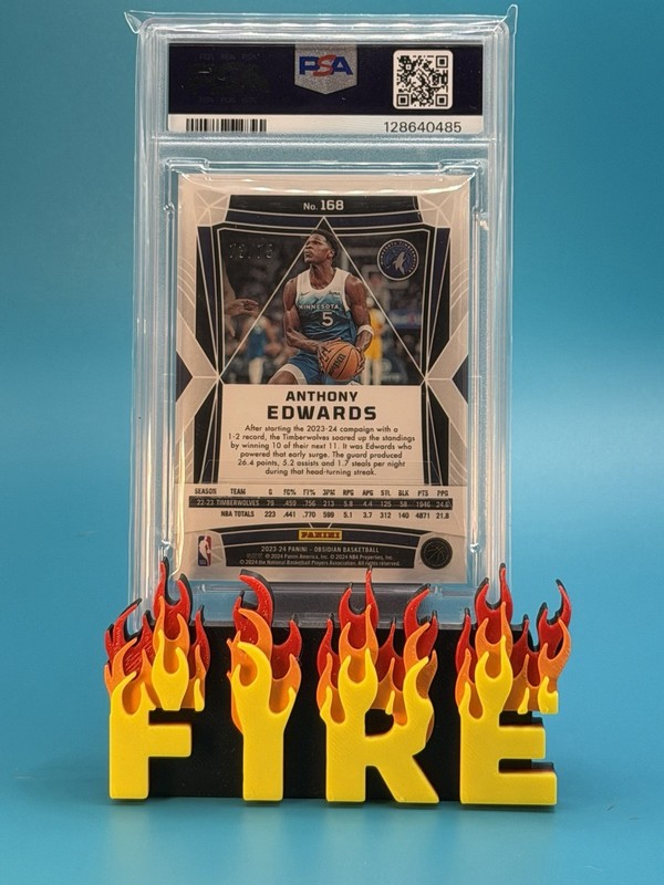 2023-24 Panini Obsidian Anthony Edwards Electric Etch Reggae Flood /75 PSA 9 view 2