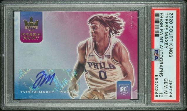 Tyrese Maxey 2020-21 Panini Court Kings Fresh Paint Auto /149 PSA 10 Rookie RC