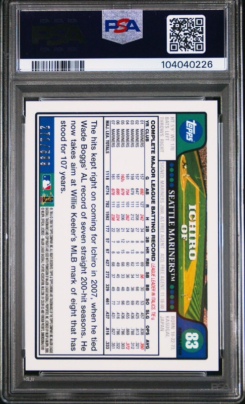 2008 Topps Chrome - Ichiro Suzuki #83 Copper Refractor /599 PSA 9 view 2