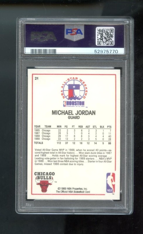 1989-90 Hoops #21 Michael Jordan PSA 9 Graded Basketball Card All-Star NBA 89 view 2