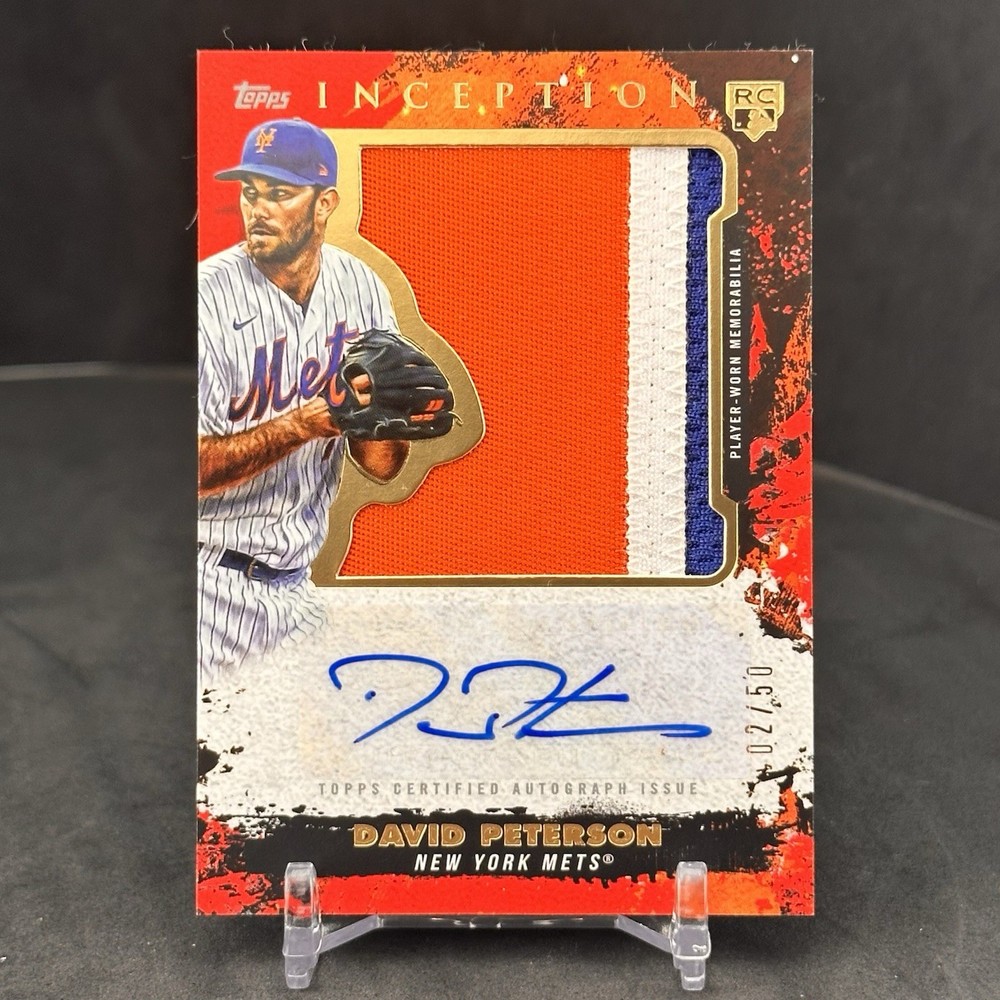2021 Topps Inception David Peterson Jumbo Patch Auto Red /50 METS (RC)