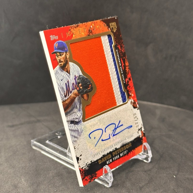 2021 Topps Inception David Peterson Jumbo Patch Auto Red /50 METS (RC) view 2