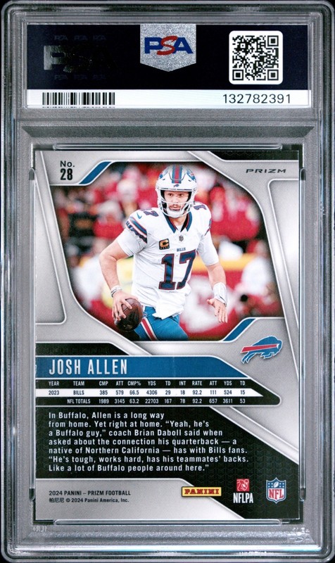 2024 Panini Prizm - Josh Allen #28 Red White & Blue Prizm PSA 9 view 2