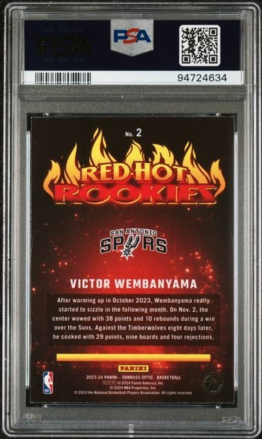 🔥 PSA 10 🔥 Victor Wembanyama 2023 Donruss Optic 🔥 RED HOT 🔥Rookies #2 (RC) view 2