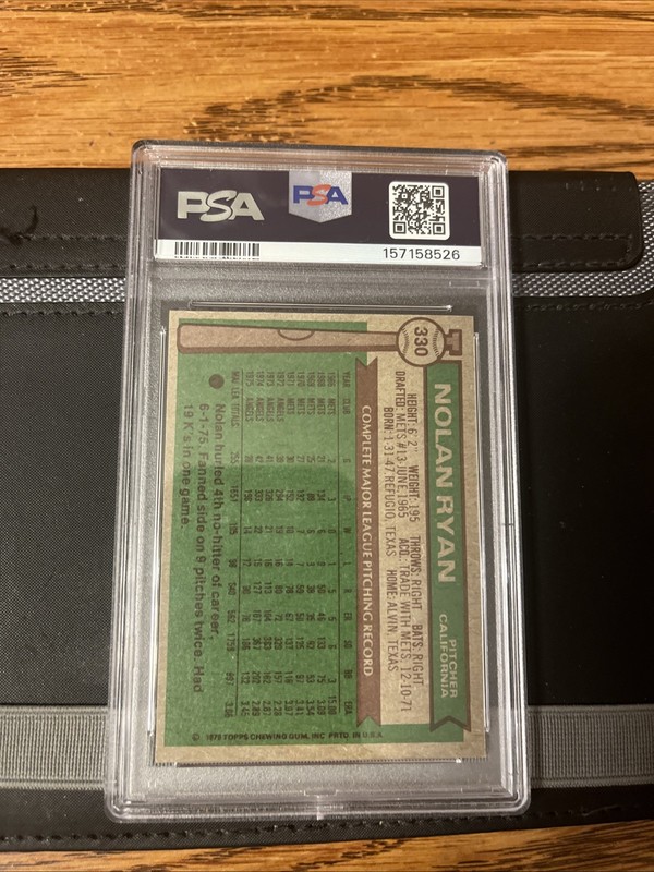1976 Topps #330 Nolan Ryan Graded PSA 7 view 2