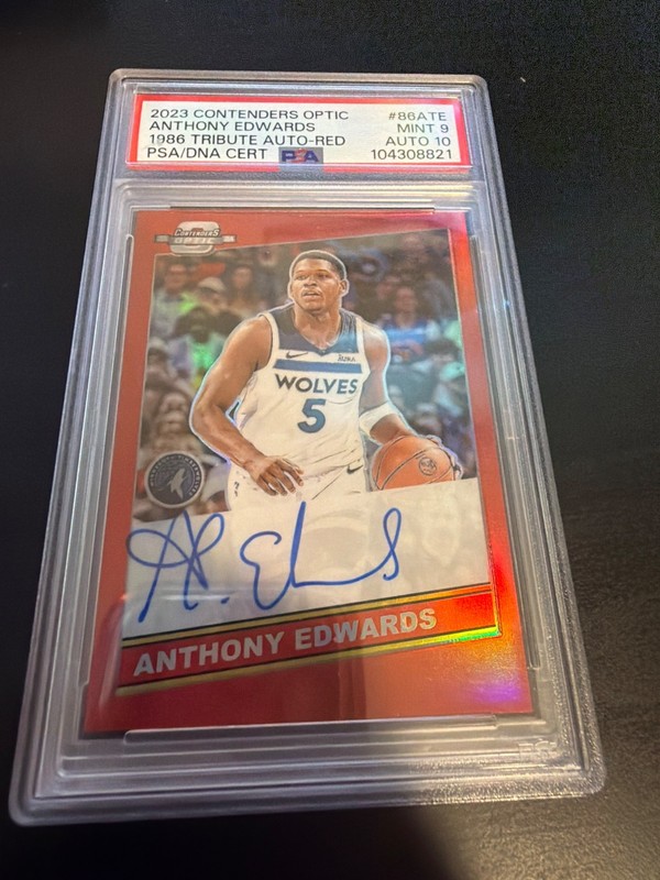 2023 Contenders Optic Anthony Edwards 1986 Tribute Auto-Red #86ATE view 2