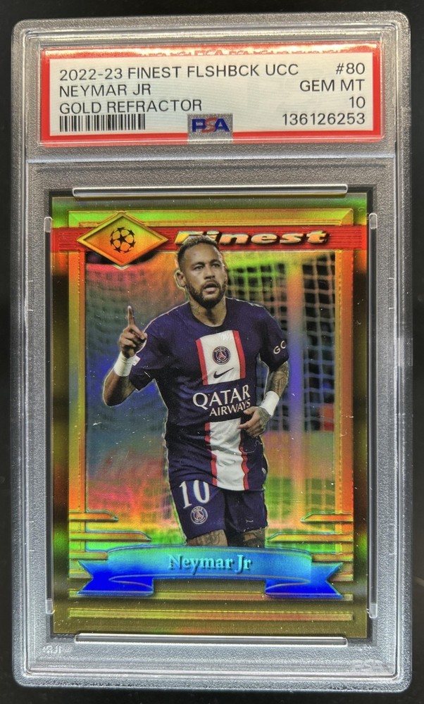 2022-23 Topps Finest Flashbacks UEFA Neymar Jr Gold #/50 PSG PSA 10 GEM MINT