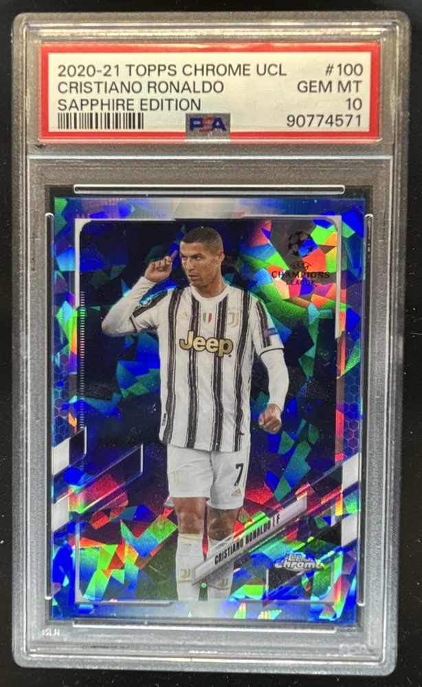 2020 Topps Chrome Sapphire UEFA Cristiano Ronaldo #100 Juventus PSA 10 GEM MINT