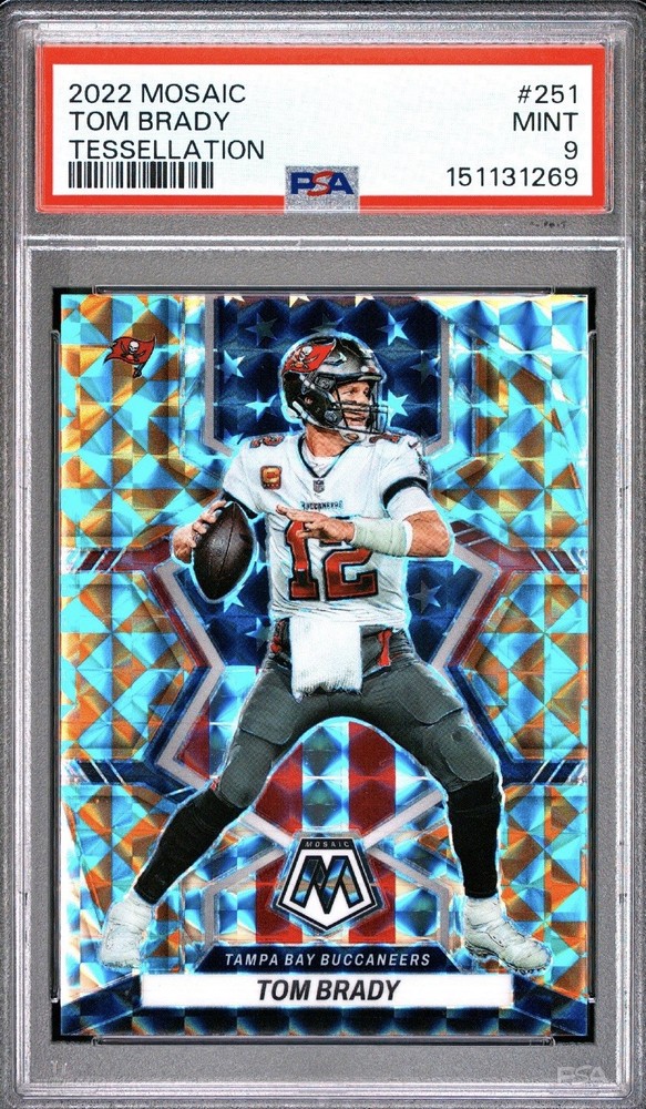 2022 Mosaic 🟠 🟢🔥#251 Tom Brady Tessellation #04/15 SSP National Pride PSA 9