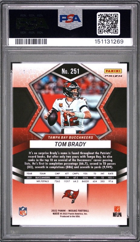 2022 Mosaic 🟠 🟢🔥#251 Tom Brady Tessellation #04/15 SSP National Pride PSA 9 view 2
