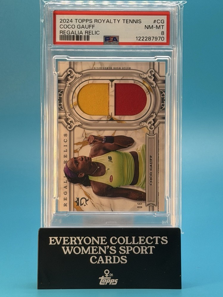 2024 Topps Royalty Tennis Coco Gauff Regalia Relic /50 PSA 8 Match Worn In Dubai