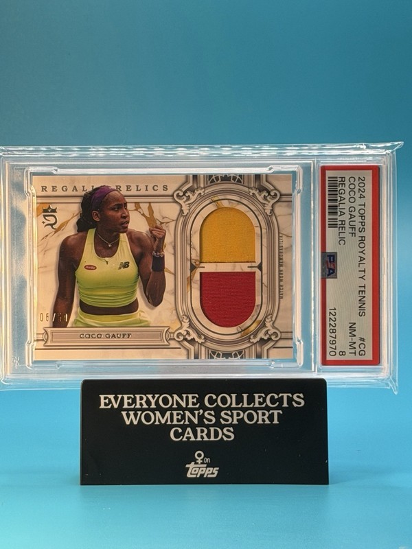 2024 Topps Royalty Tennis Coco Gauff Regalia Relic /50 PSA 8 Match Worn In Dubai view 2