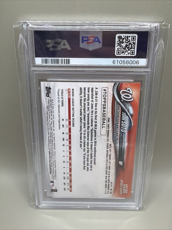 Juan Soto 2018 Topps Update RC #US300 PSA 10 Gem Mint Nationals view 2