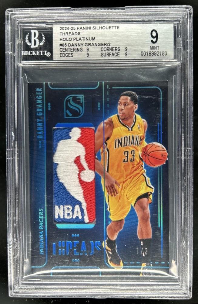 2024-25 Silhouette Danny Granger Threads NBA Logoman Patch Platinum #/2 BGS 9