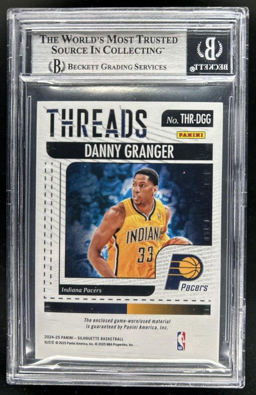 2024-25 Silhouette Danny Granger Threads NBA Logoman Patch Platinum #/2 BGS 9 view 2