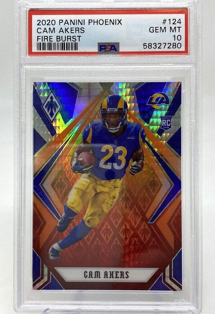 2020 Panini Phoenix #124 Cam Akers Fire Burst PSA 10 Rookie Card RC