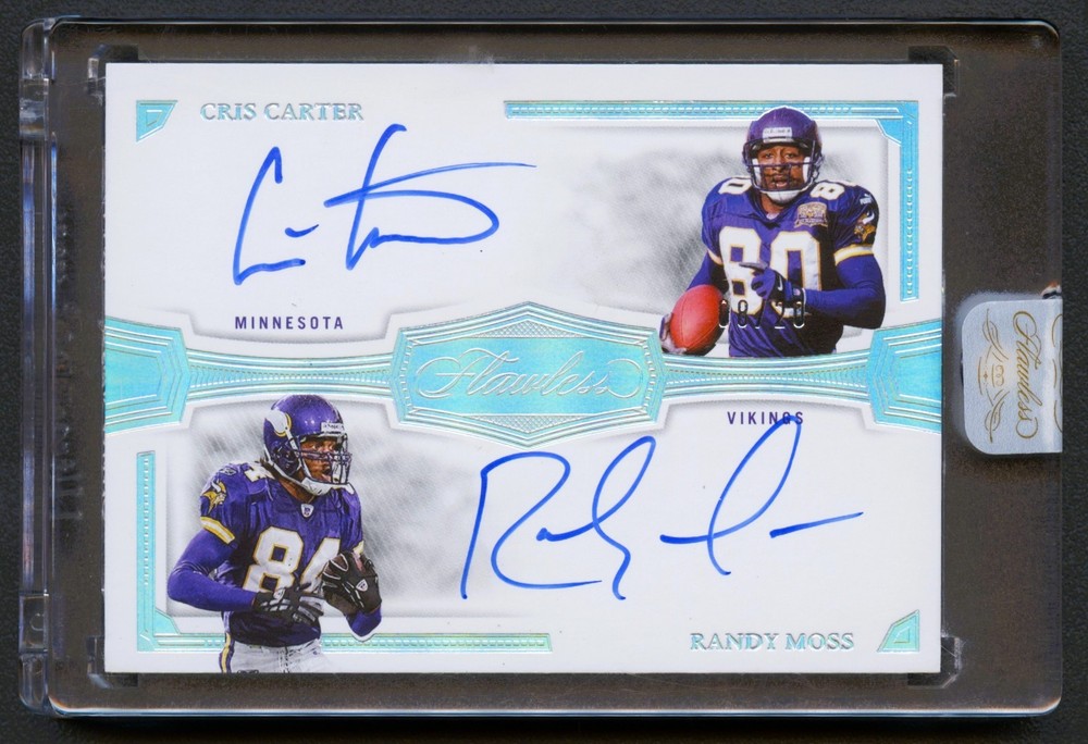 RANDY MOSS + CRIS CARTER 2023 FLAWLESS VIKINGS SILVER DUAL AUTO AUTOGRAPH /20