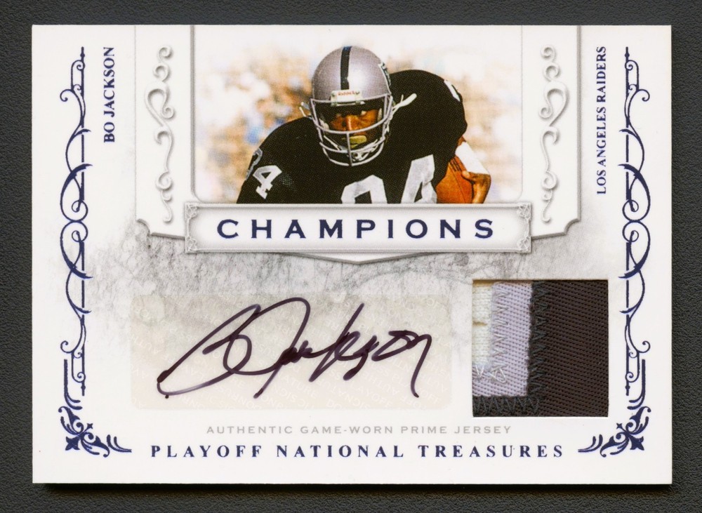 BO JACKSON 2008 NATIONAL TREASURES CHAMPIONS PATCH AUTO AUTOGRAPH /25 GAME-USED