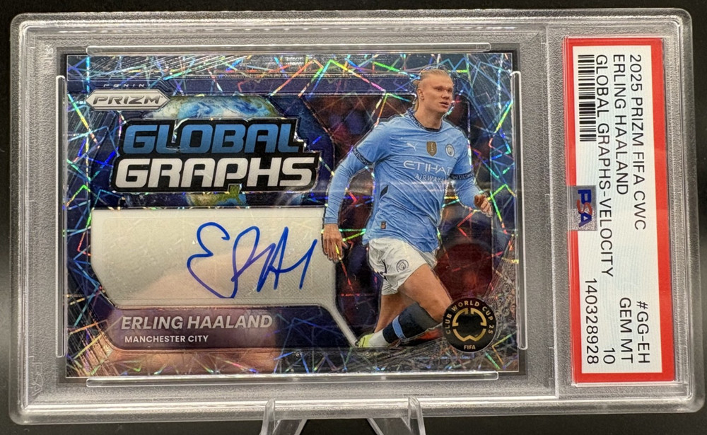 Erling Haaland PSA 10 Auto 2025 Prizm FIFA CWC Global Graphs Velocity GG-EH