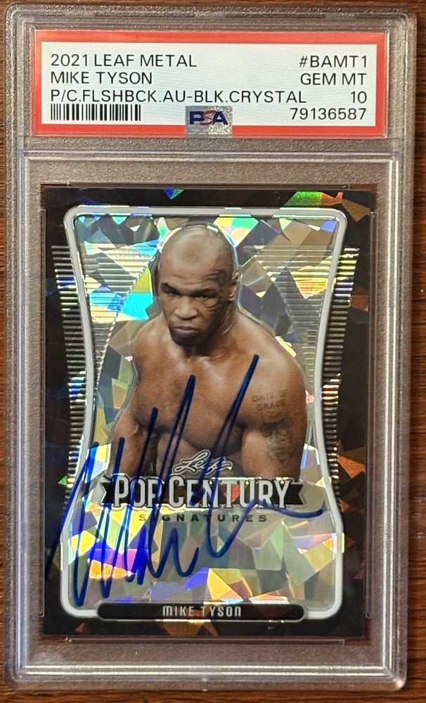 2021 Mike Tyson Leaf Metal Pop Century Black Cracked Ice Crystals /5 AUTO PSA 10