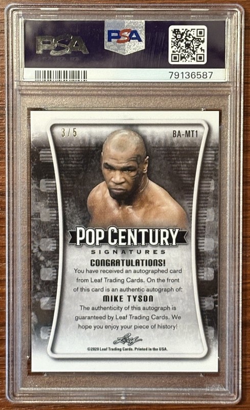 2021 Mike Tyson Leaf Metal Pop Century Black Cracked Ice Crystals /5 AUTO PSA 10 view 2