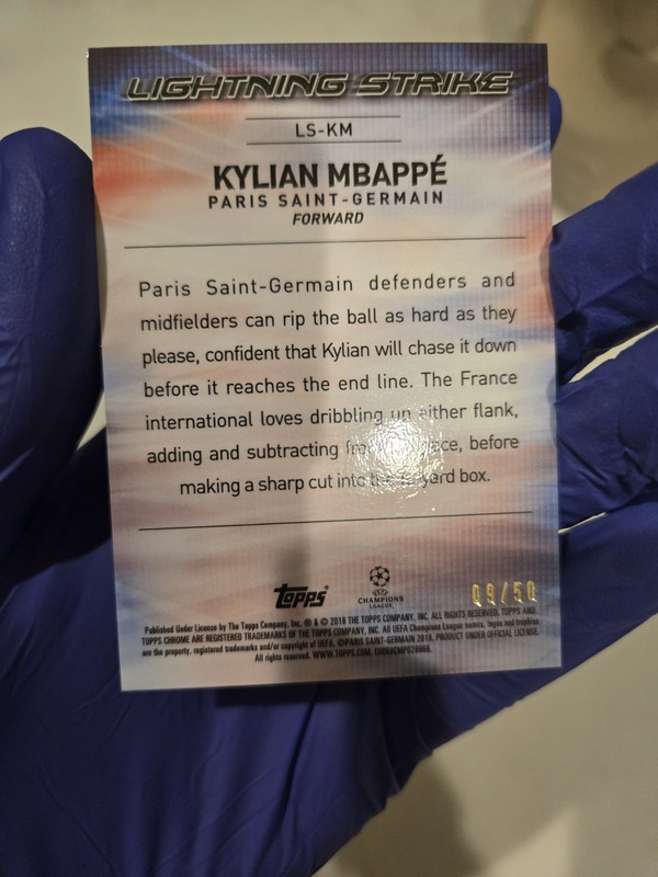 2017 Topps Chrome UEFA Kylian Mbappe RC Lightning Strike Gold Refractor /50 view 2