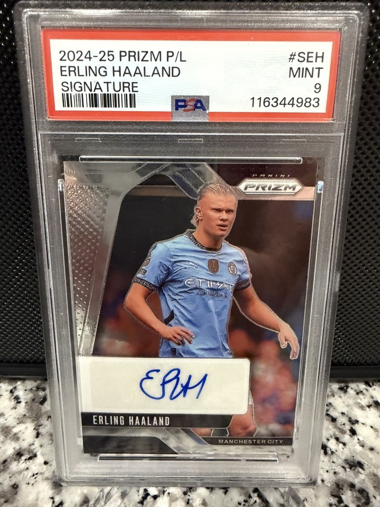 Erling Haaland 2024-25 Panini Prizm Premier League Signatures Auto #S-EH PSA 9