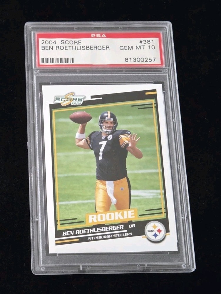 2004 Score BEN ROETHLISBERGER RC - BASE ROOKIE CARD #381 - PSA 10 GEM MINT 