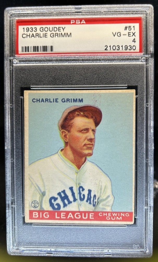 1933 Goudey R319 Charlie Grimm Rookie RC #51 Cubs PSA 4