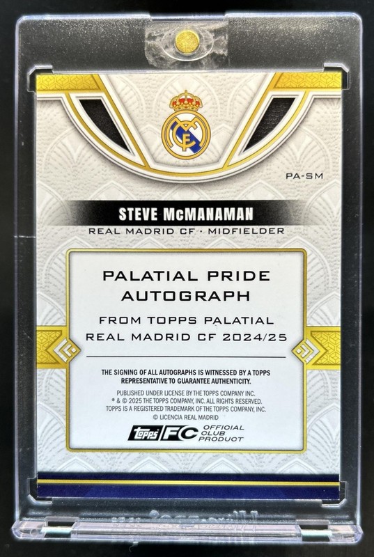 2024-25 Topps Palatial Real Madrid Steve McManaman Gold Palatial Pride Auto #1/1 view 2