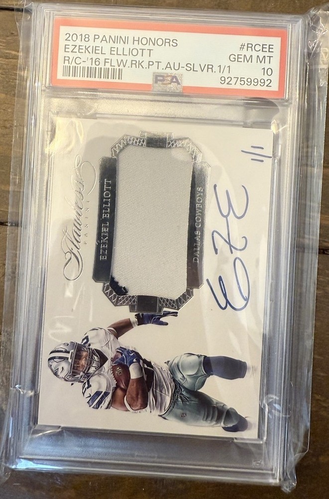 2018 Flawless Panini Ezekiel Elliot Auto Game Worn Patch Silver Psa 10 1/1