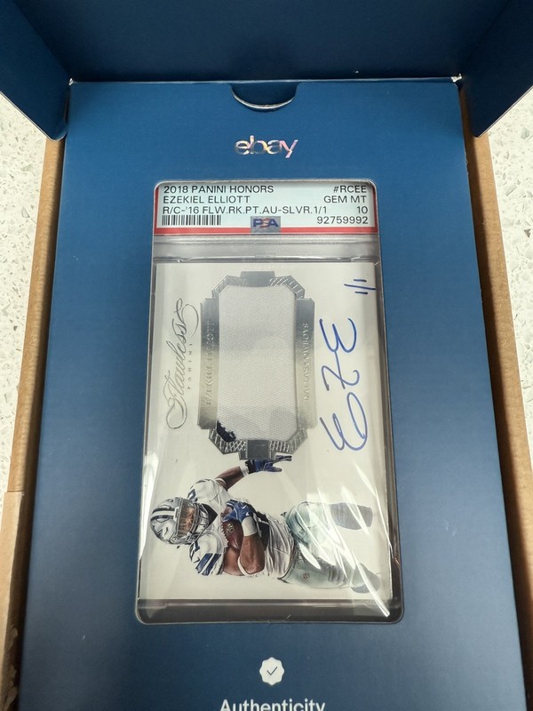 2018 Flawless Panini Ezekiel Elliot Auto Game Worn Patch Silver Psa 10 1/1 view 2