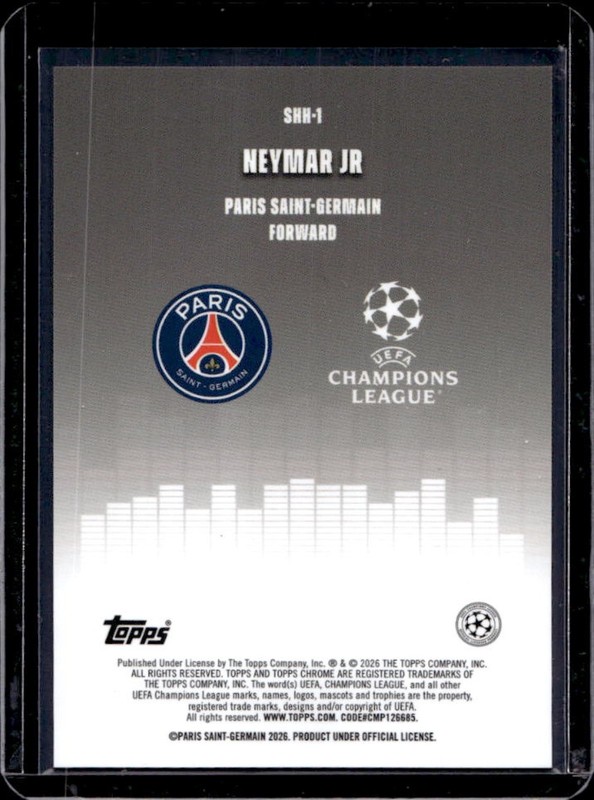 2025-26 Topps Chrome UEFA CC Neymar Jr Silenced #SHH-1 PSG view 2