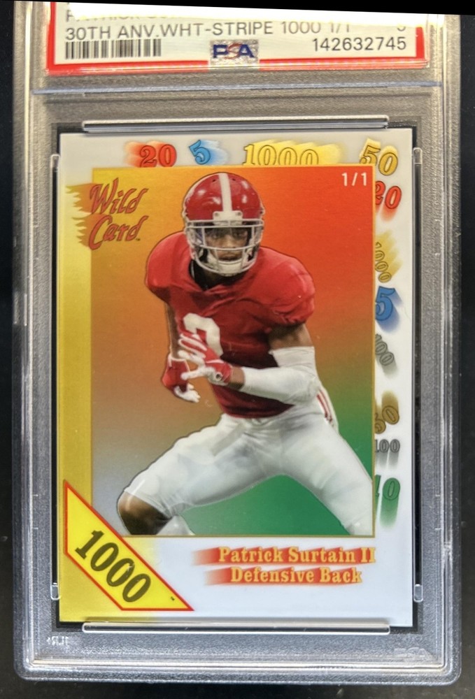2021 Wild Card 30th Anniversary Patrick Surtain II 1000 Stripe #1/1 PSA 9 MINT