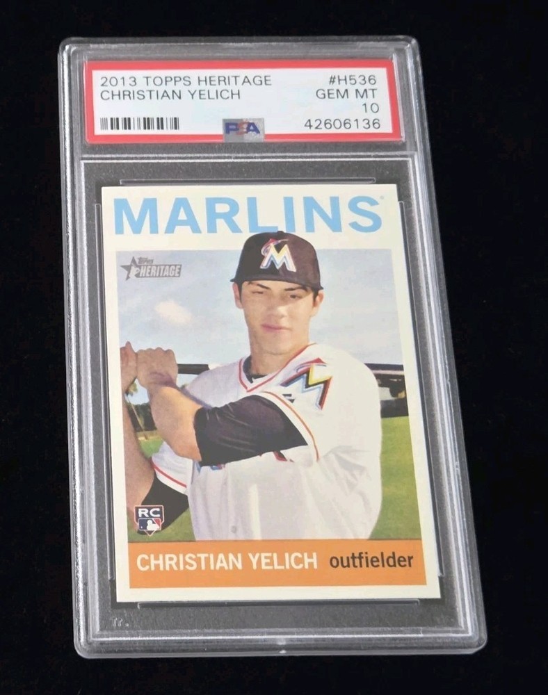 2013 Topps Heritage High Number CHRISTIAN YELICH RC - ROOKIE CARD #H536 - PSA 10