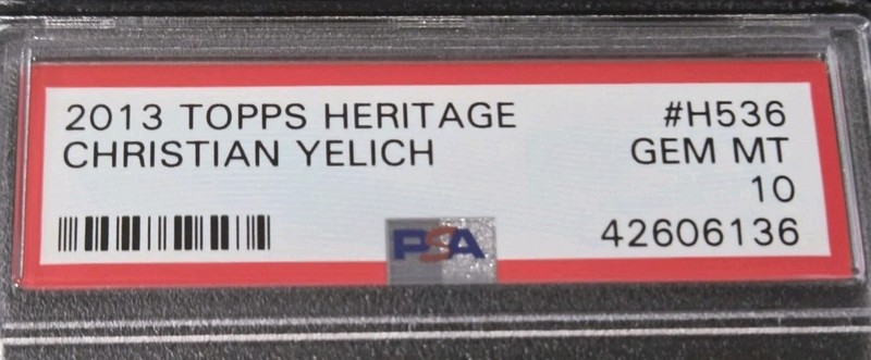 2013 Topps Heritage High Number CHRISTIAN YELICH RC - ROOKIE CARD #H536 - PSA 10 view 2