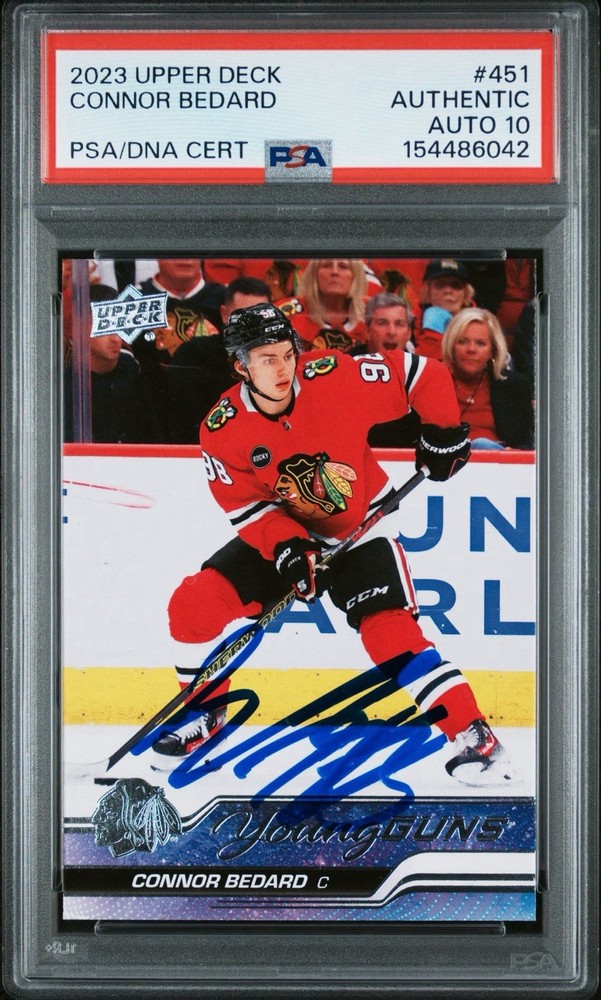 2023 Upper Deck CONNOR BEDARD Young Guns Signed PSA Auto 10 Rookie Card RC #451